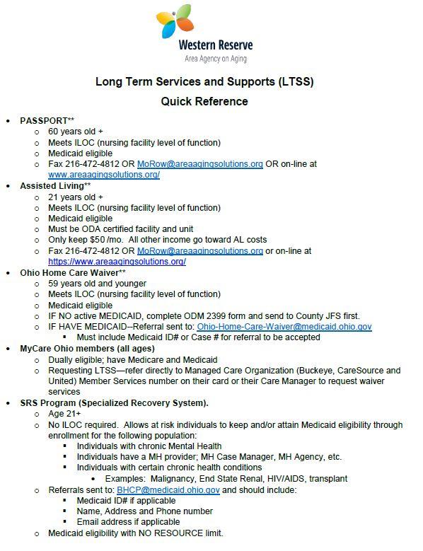 Longterm services and supports quick reference PDF