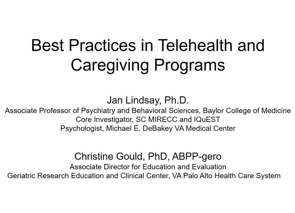 Best Practices in Telehealth and Caregiving Programs slides