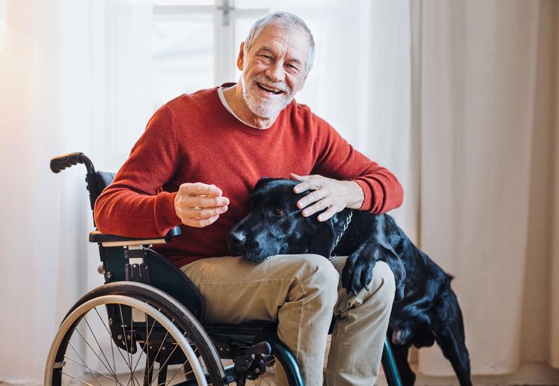 An older adult with their dog